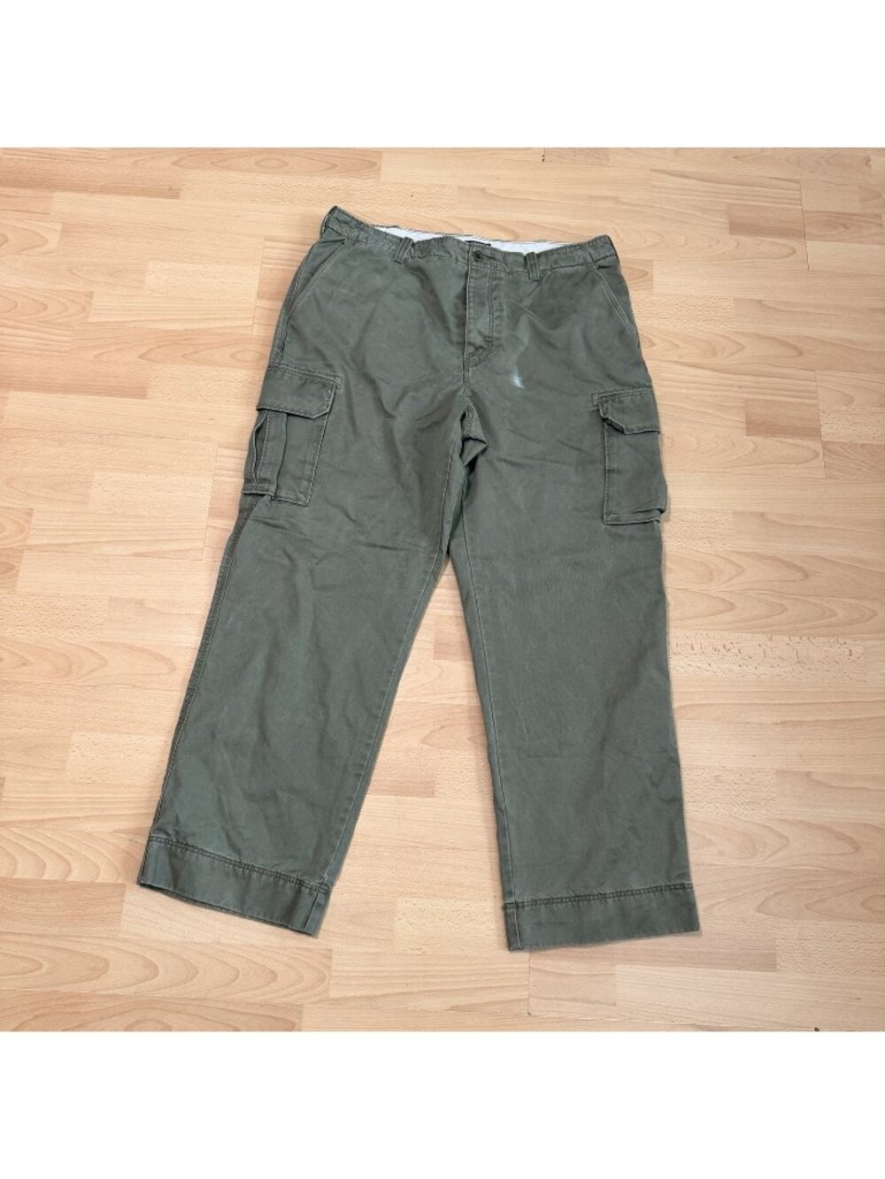 J.Crew Mens Cargo Chino Pants Army Green Flannel Lining 38 x32